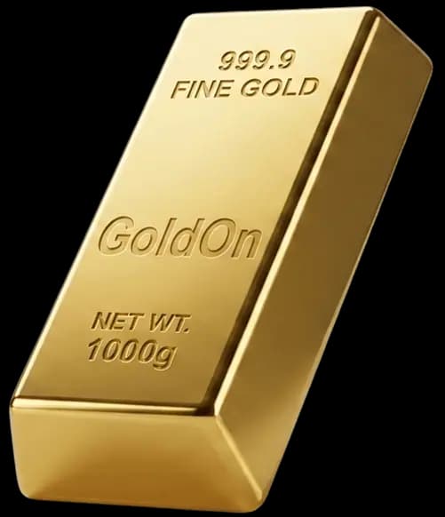A robotic hand presenting a piece of physical gold, symbolizing the blend of technology and real assets.